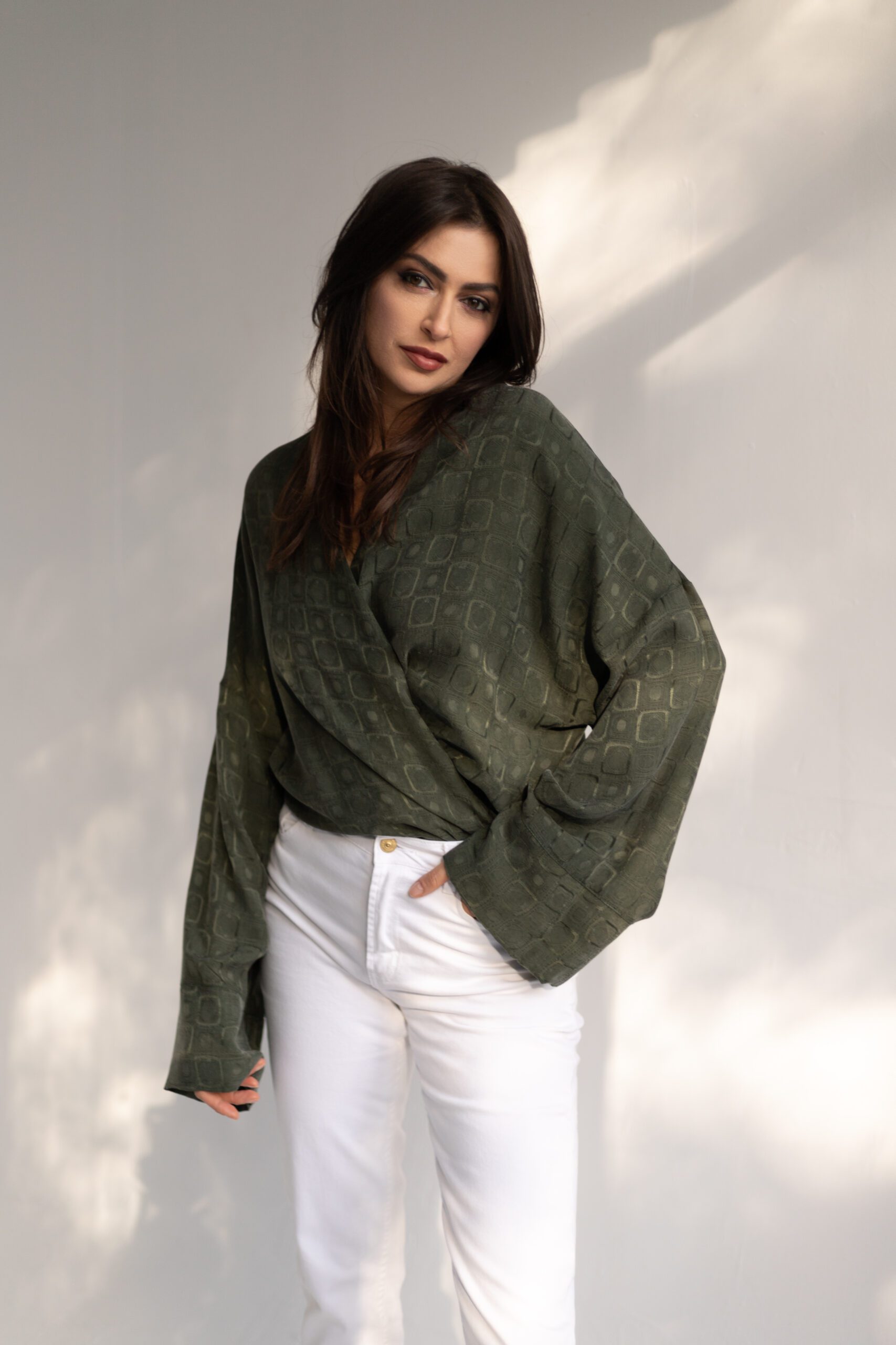 kimonowa bluzka ERI Khaki - obrazek 2