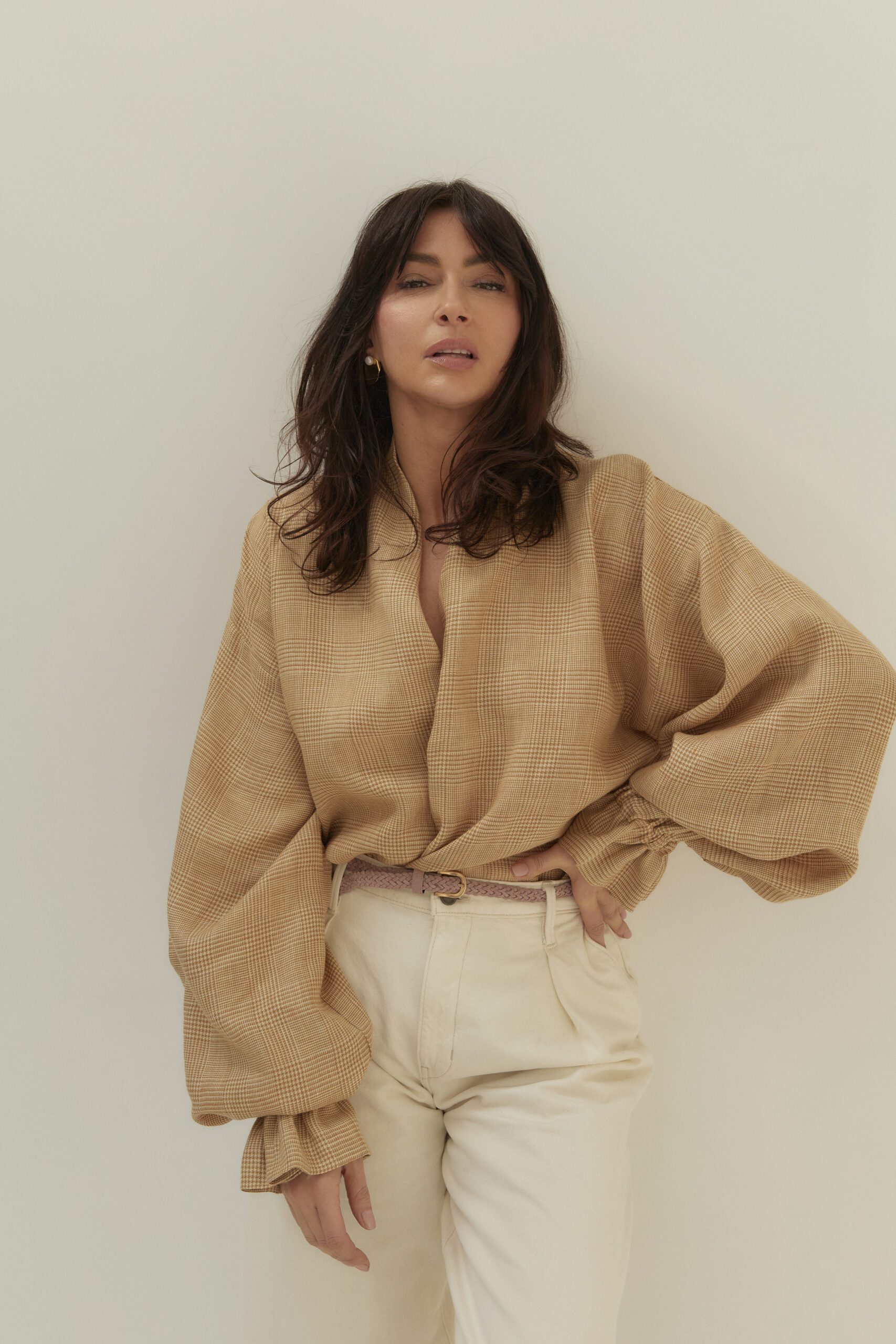 MAI Houndstooth Check oversized blouse