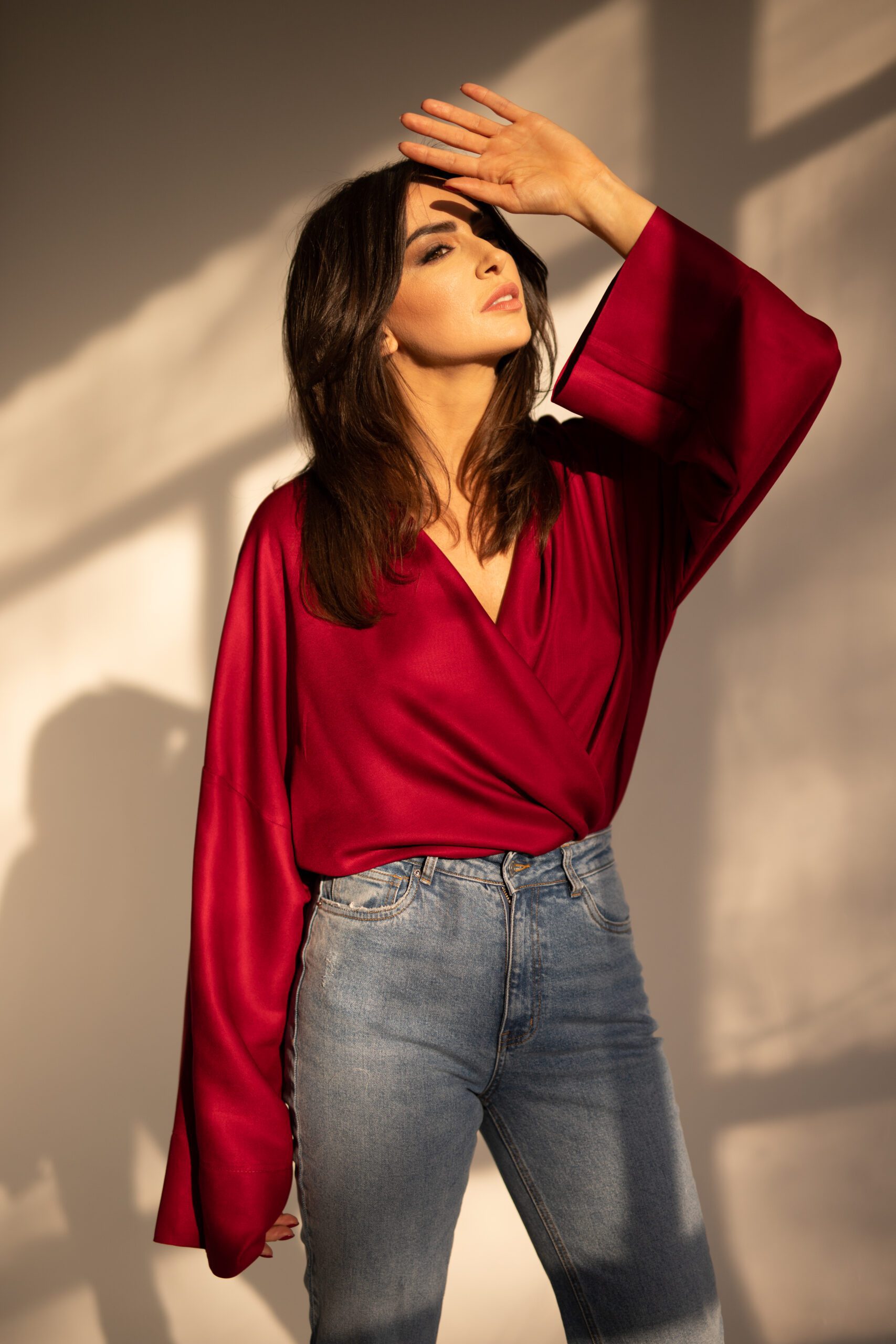 ERI Burgundy Wine kimono shirt