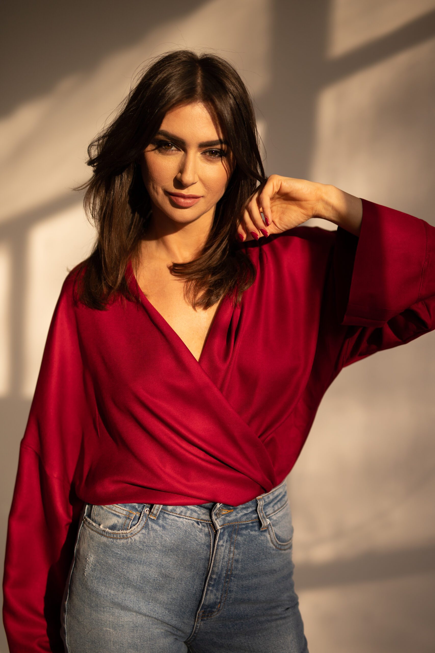 ERI Burgundy Wine kimono shirt - Image 3