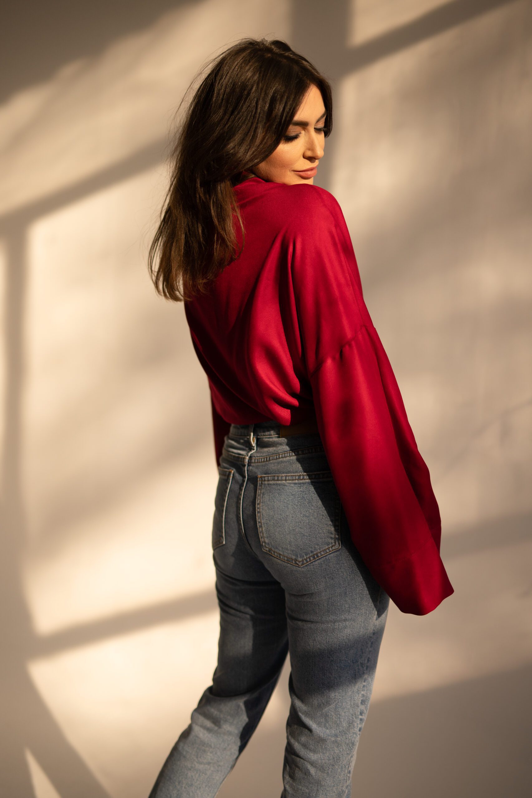 ERI Burgundy Wine kimono shirt - Image 2