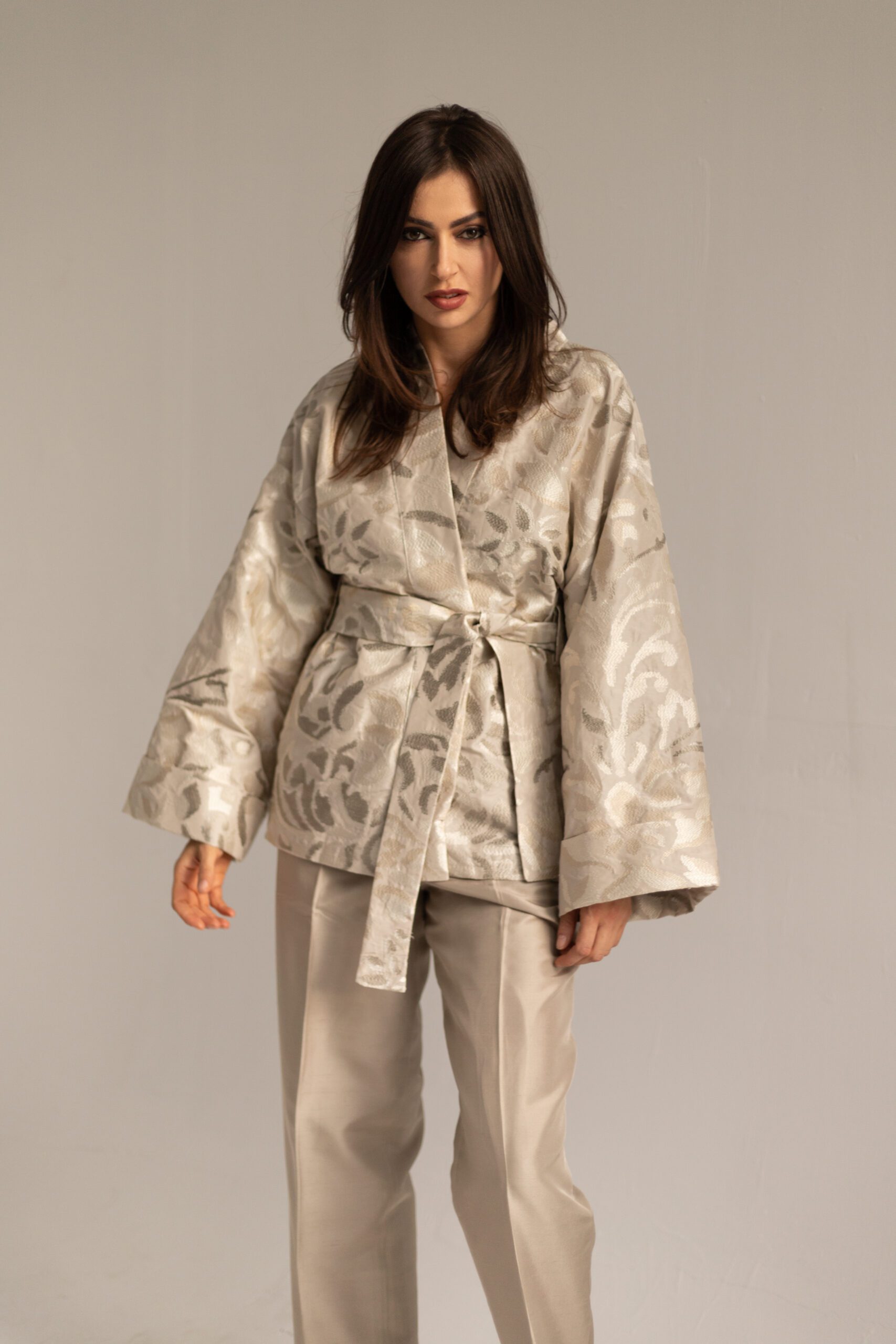 PREMIUM: Embroidered HITOMI Champagne beige kimono