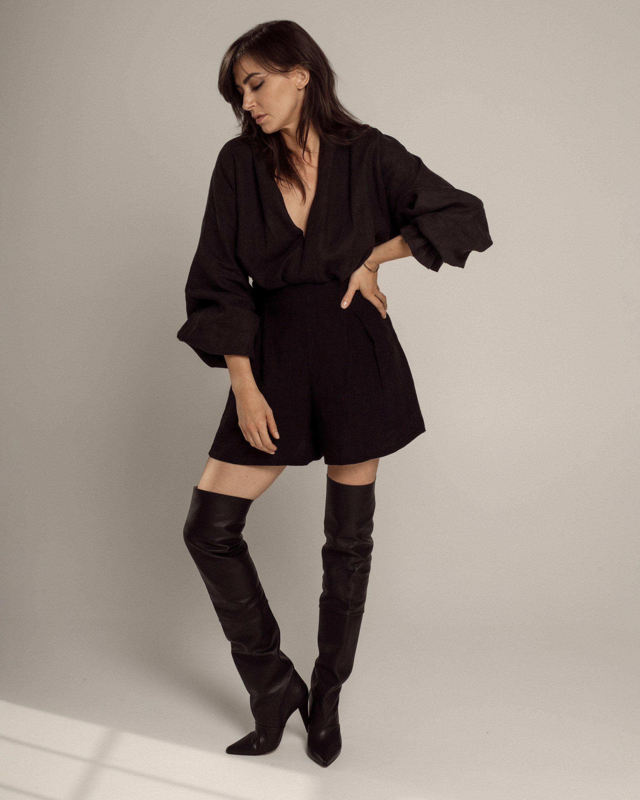 HITOSHI Lino Nero shorts - Image 3