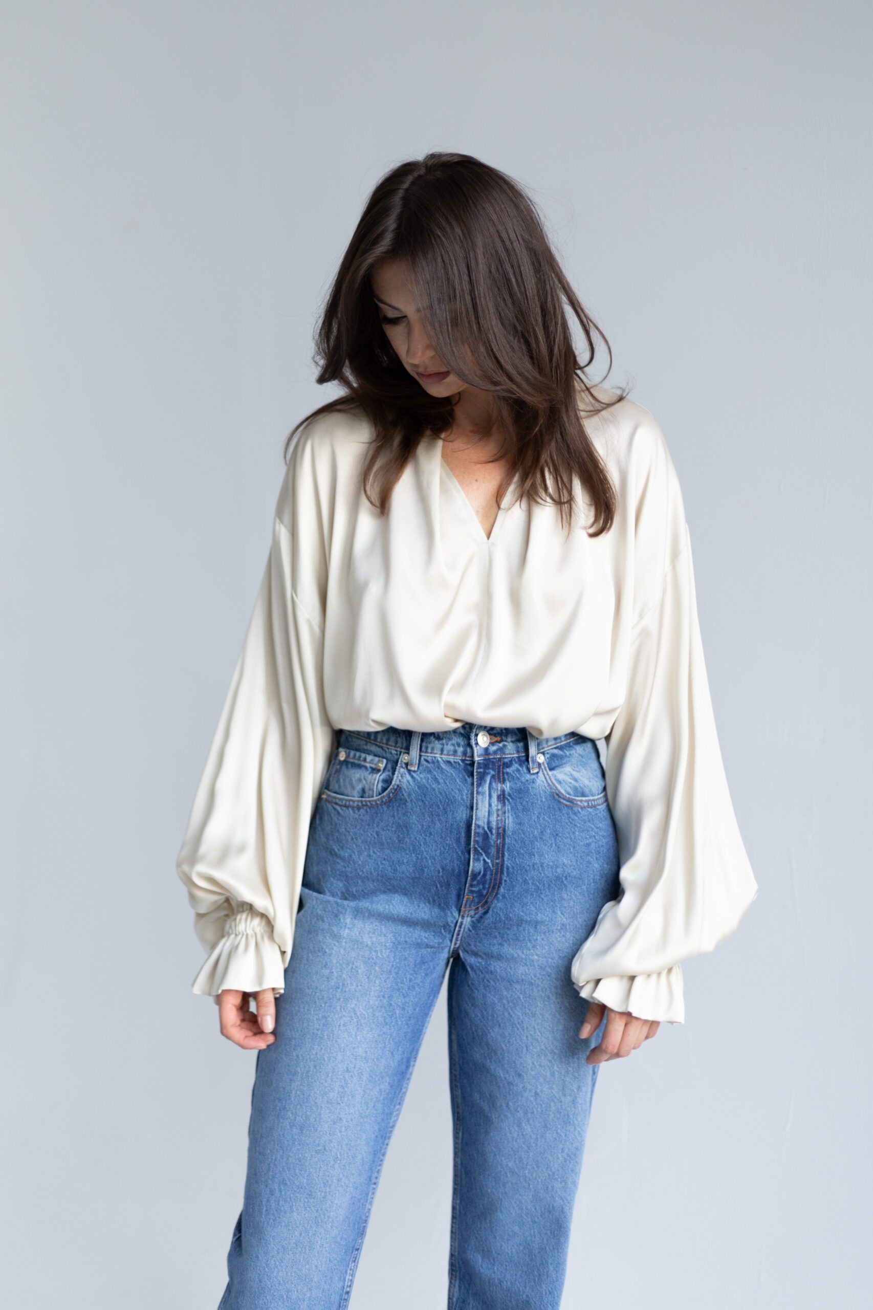 satynowa koszula MAI Crema