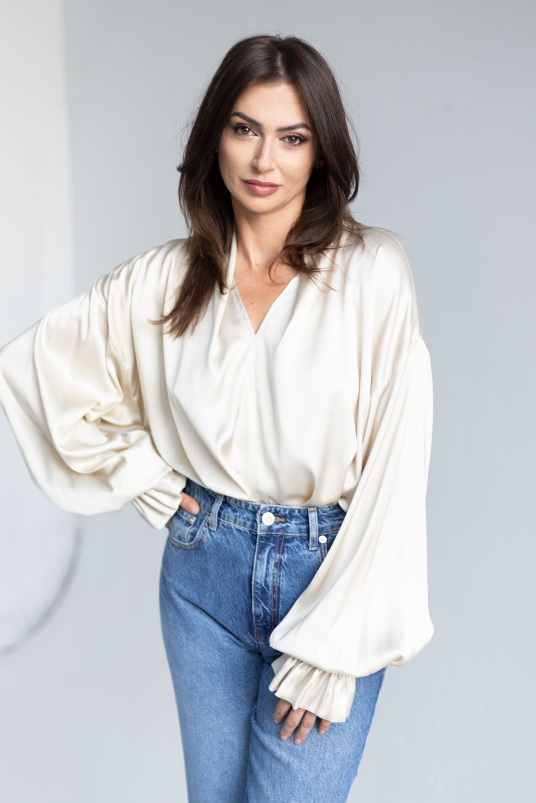 satynowa koszula MAI Crema - obrazek 3