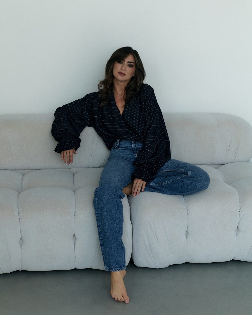 oversize'owa koszula MAI Dark Blue - obrazek 3