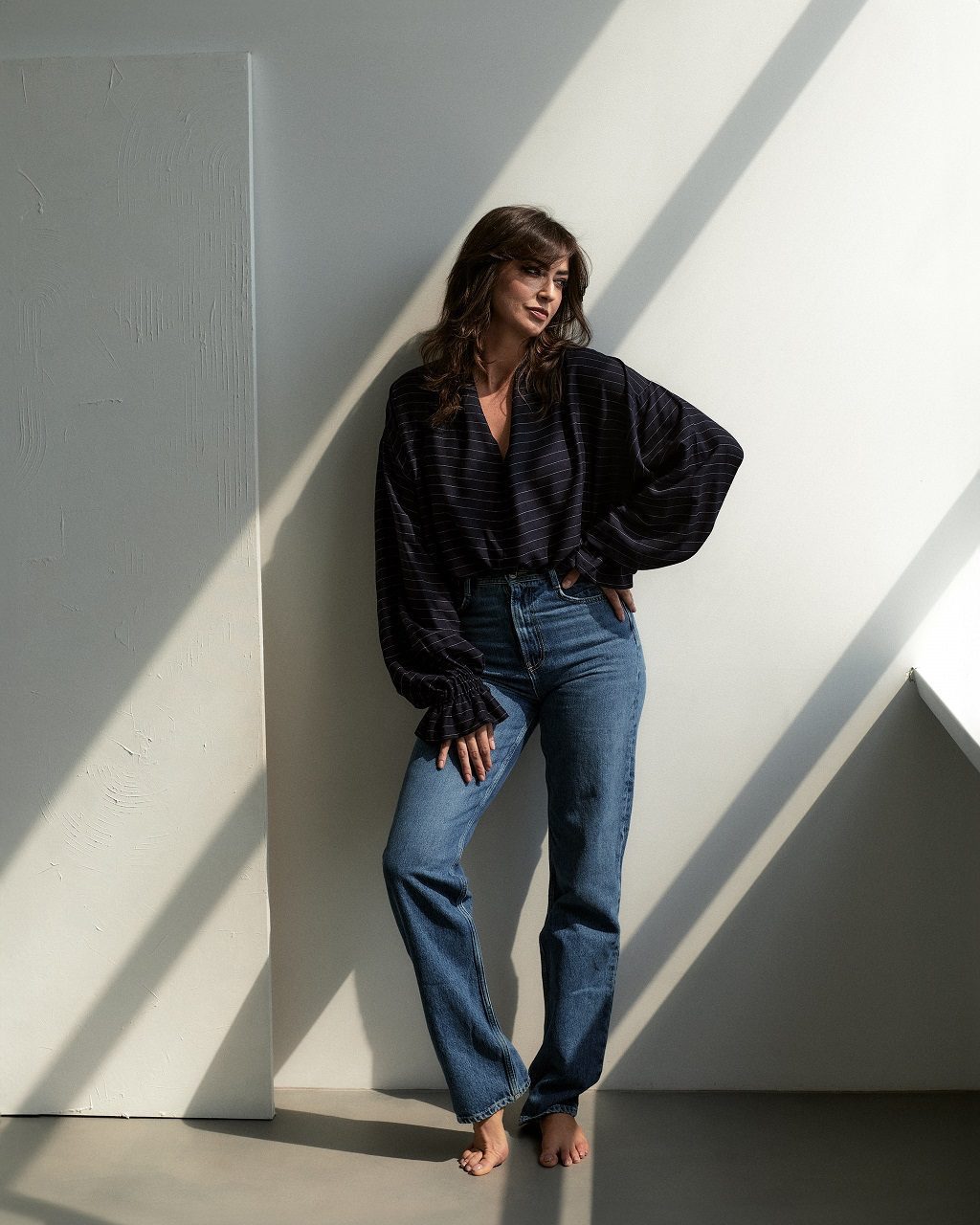 oversize'owa koszula MAI Dark Blue - obrazek 2