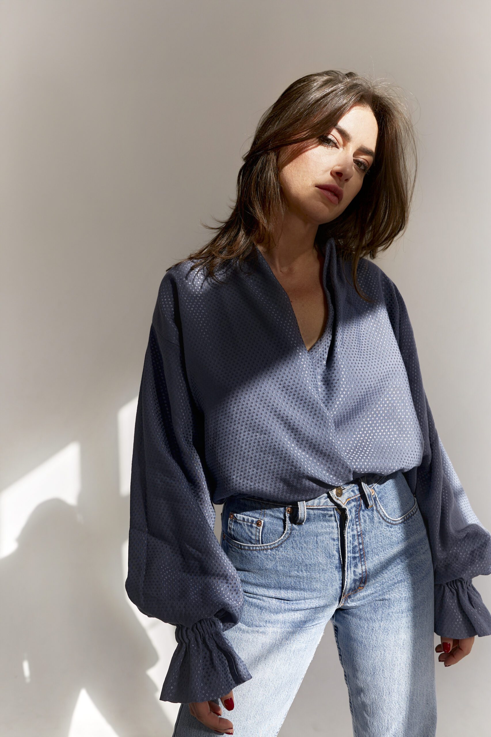 lniana koszula MAI Denim Blue