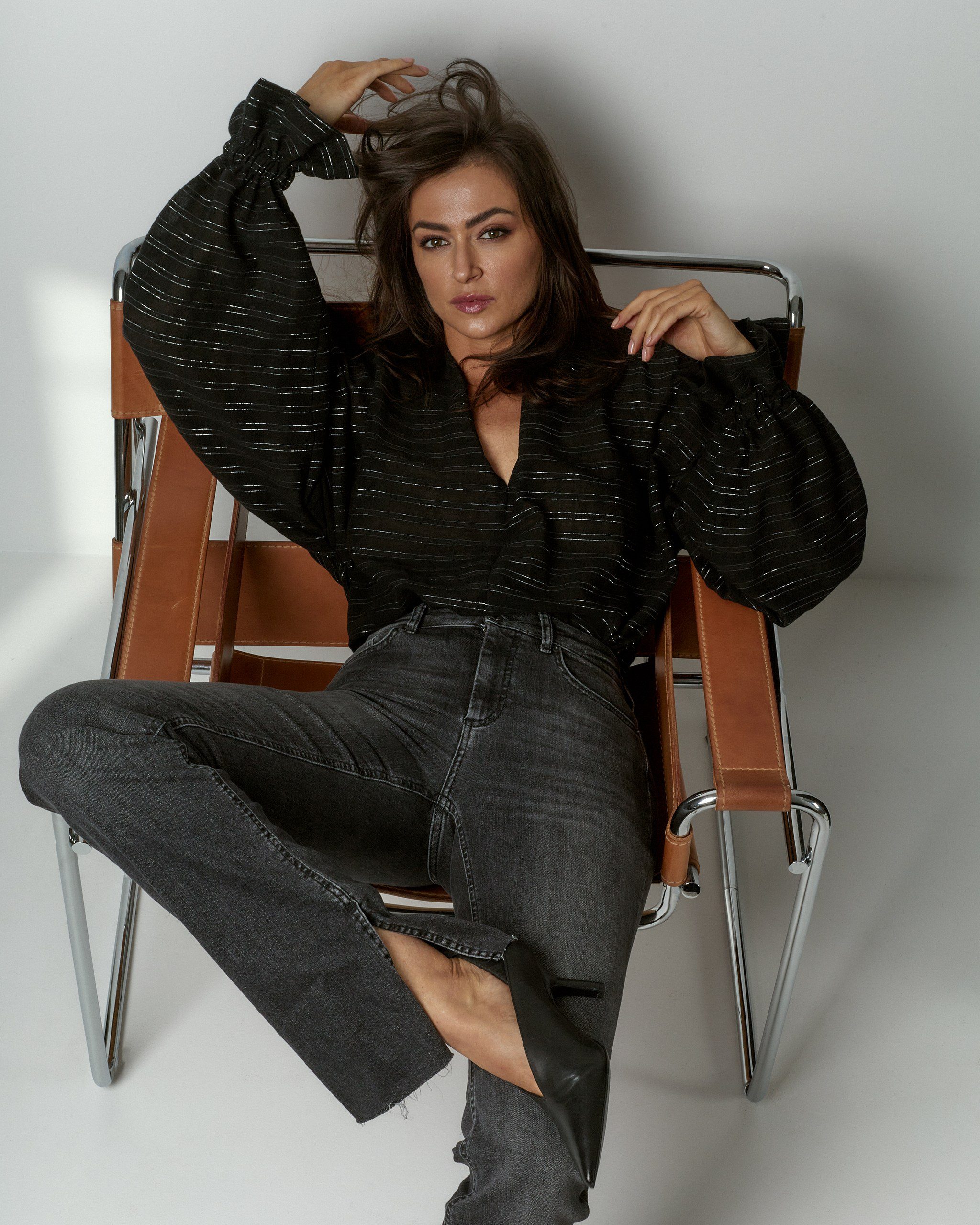 MAI Silver Stripes cotton blouse - Image 2