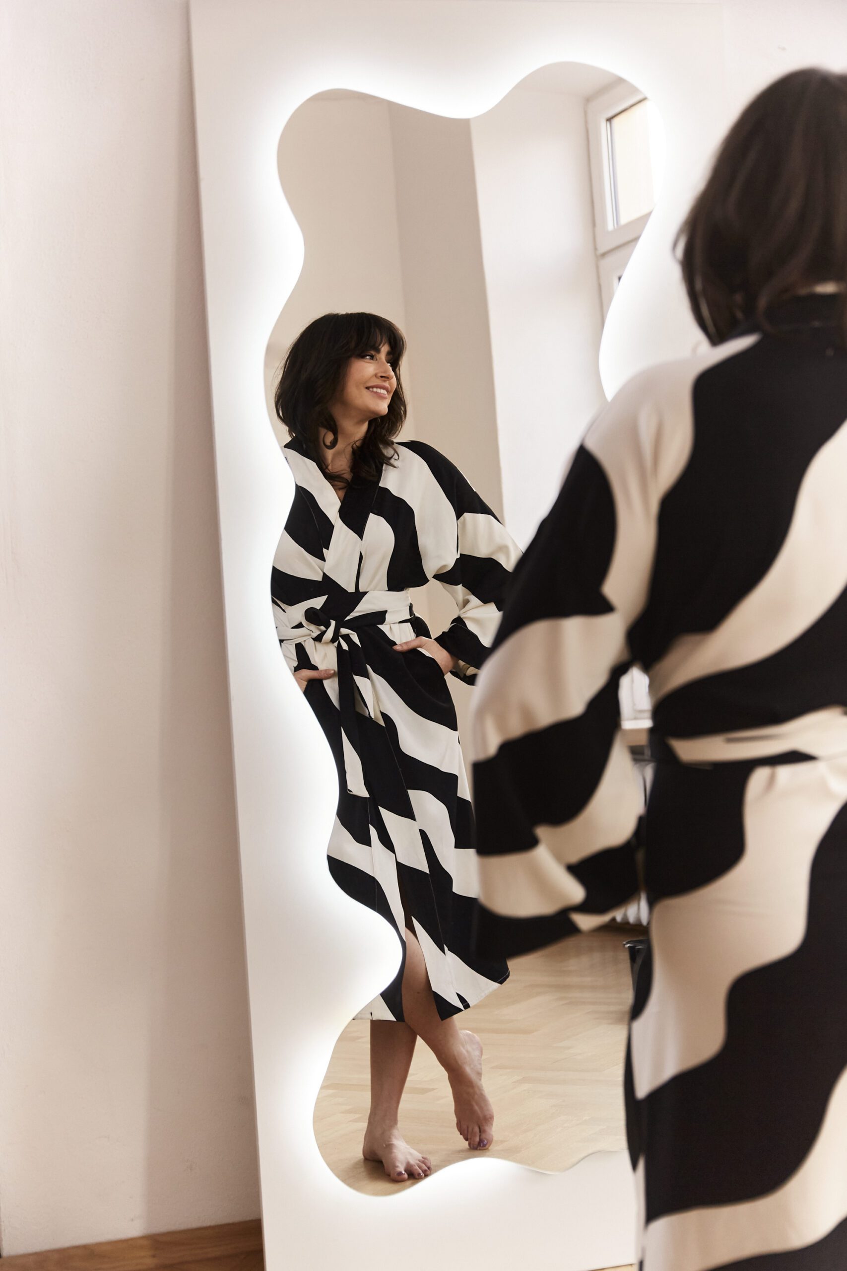 SAORI Black Waves kimono