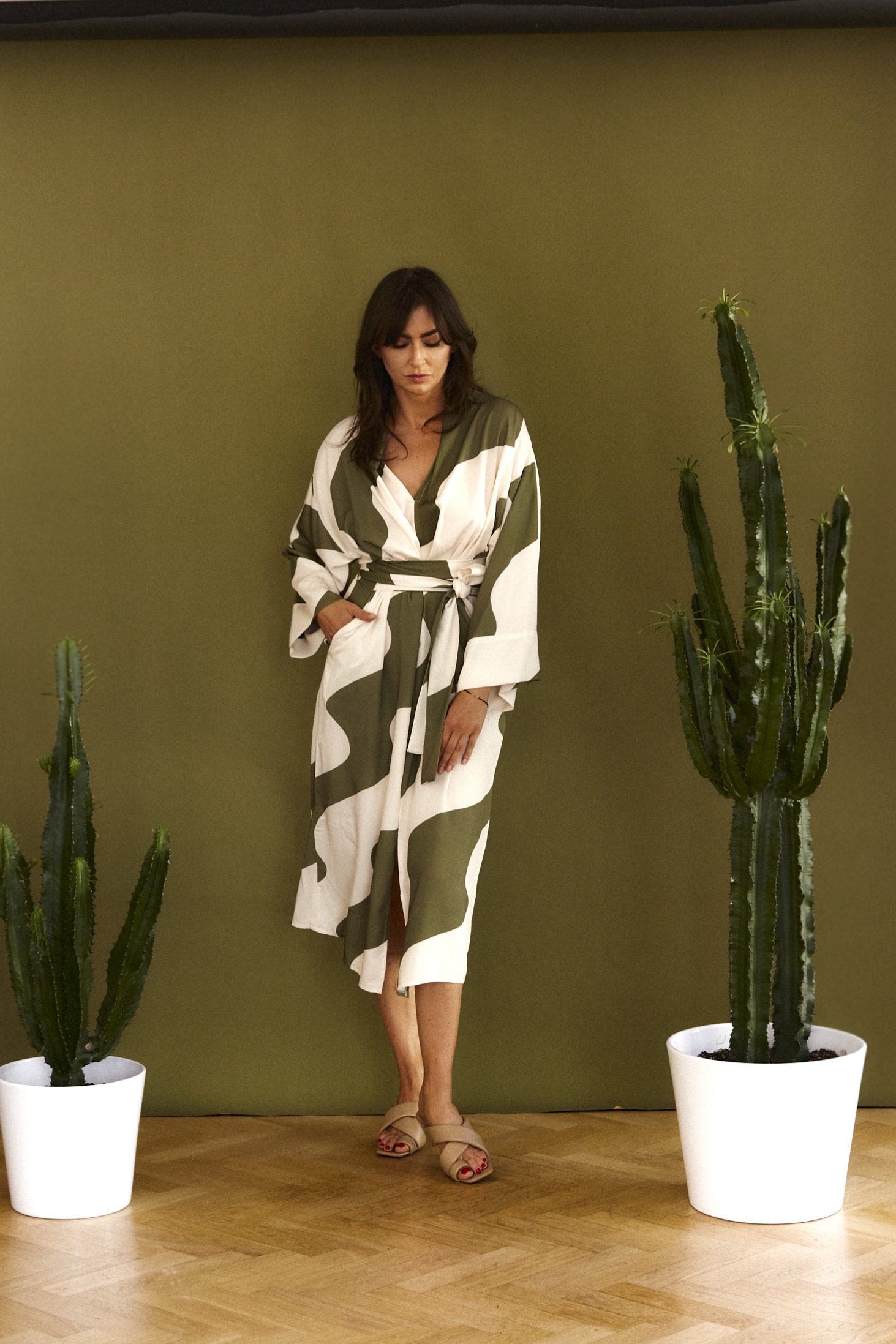 MAYUMI Green Olive maxi dress - Image 3