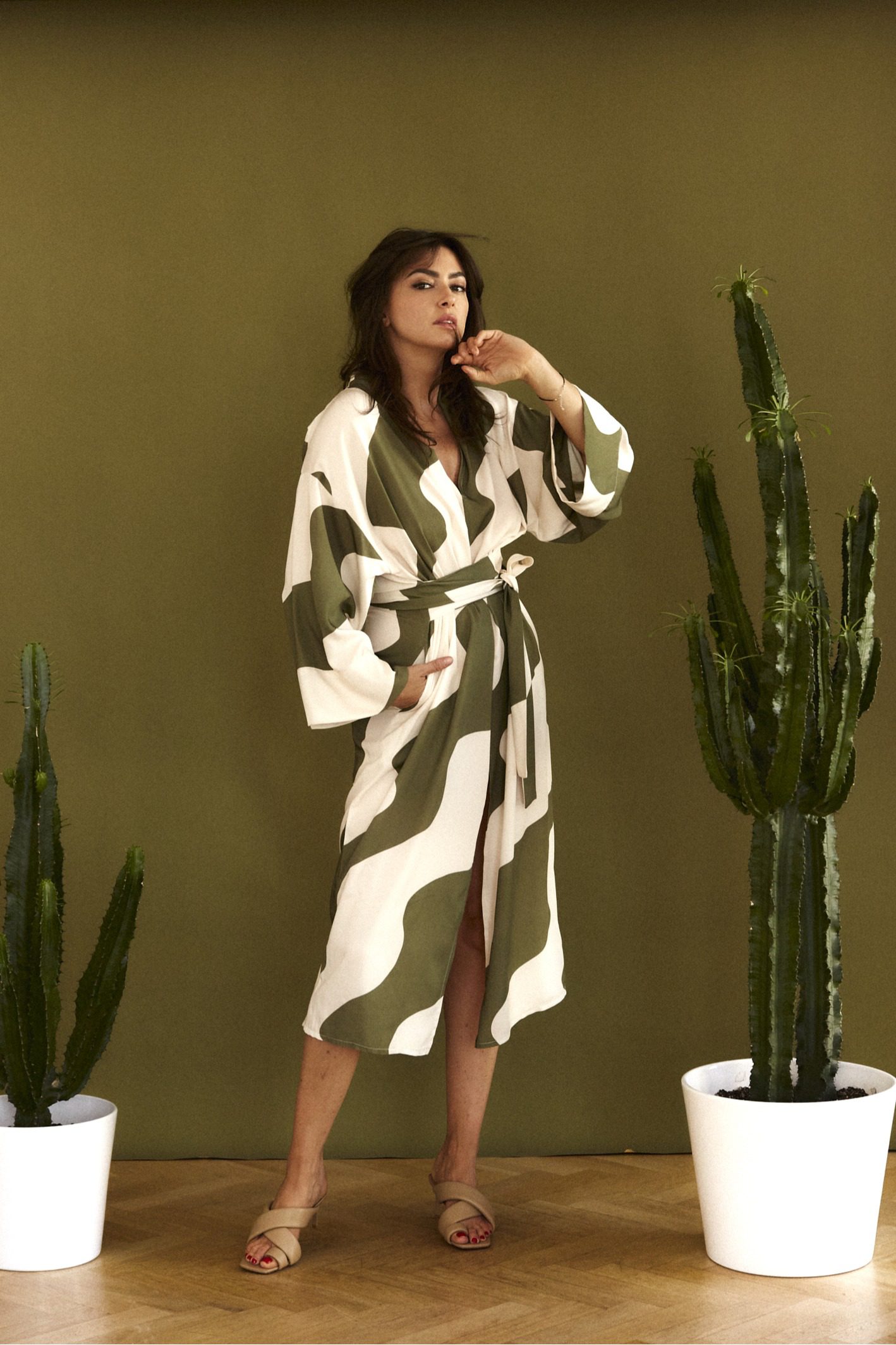 MAYUMI Green Olive maxi dress - Image 2